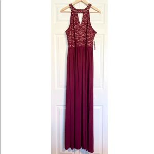 NWT Nightway halter sequin lace evening dress